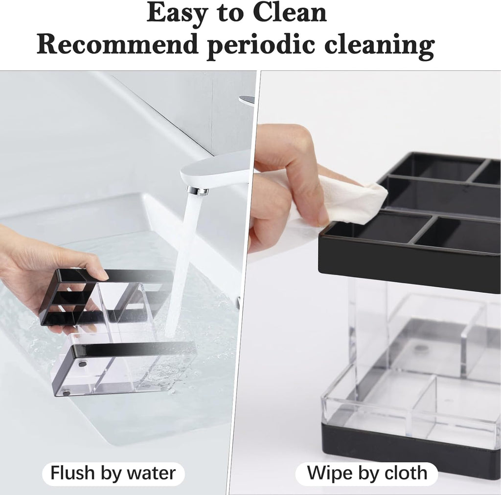 Toothbrush Holders for Bathrooms Countertop Organizer - Electric Toothbrush Holder Set, 5 Slots Toothbrush and Toothpaste Holder, Makeup Brush Storage Caddy for Family Kids (Black)