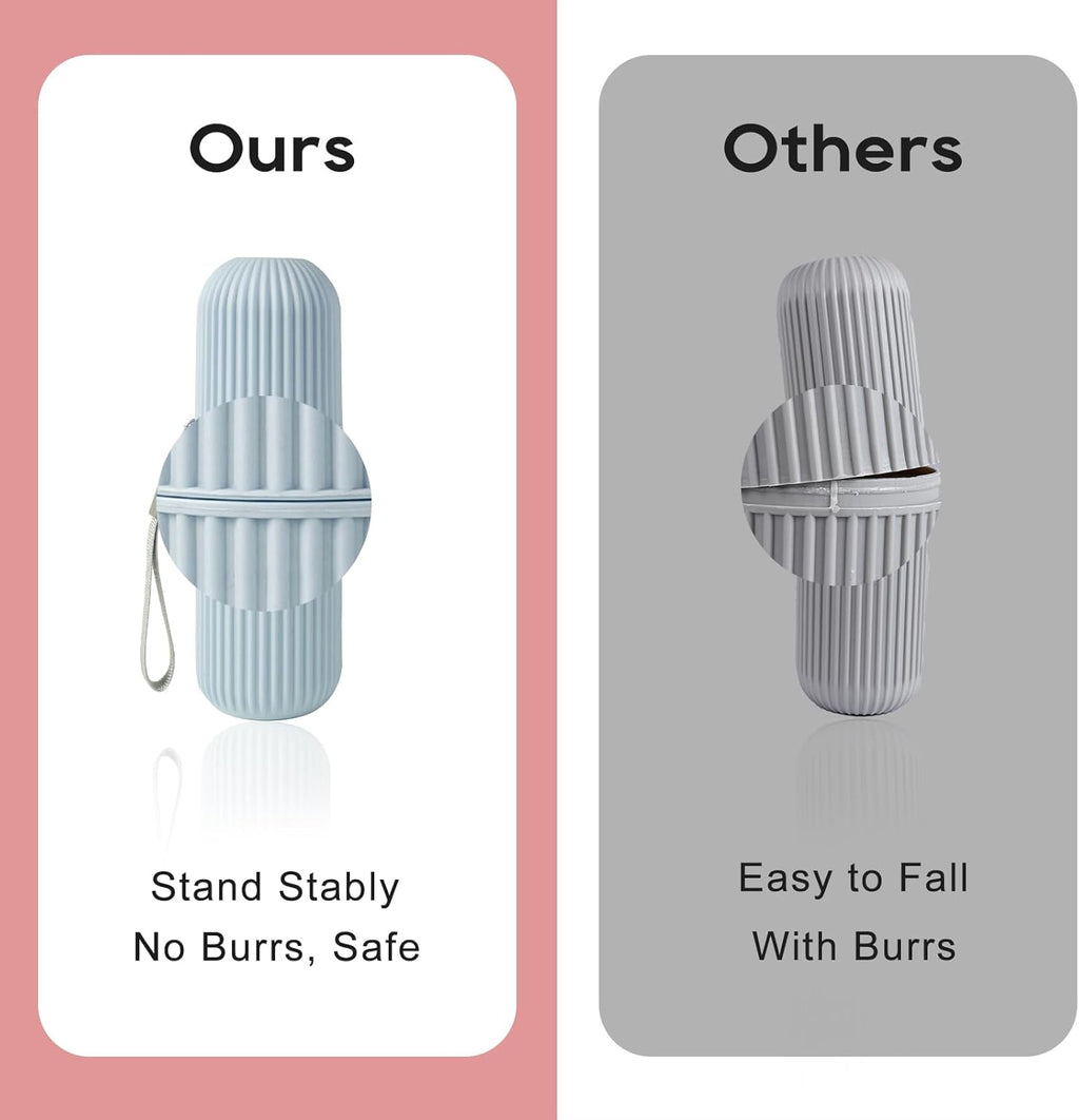 UCEC Toothbrush Travel Case, 8.2 Inch Longer Holder, Portable for Traveling Camping Business Trip School Bathroom, 2 Pack (Blue, Pink)