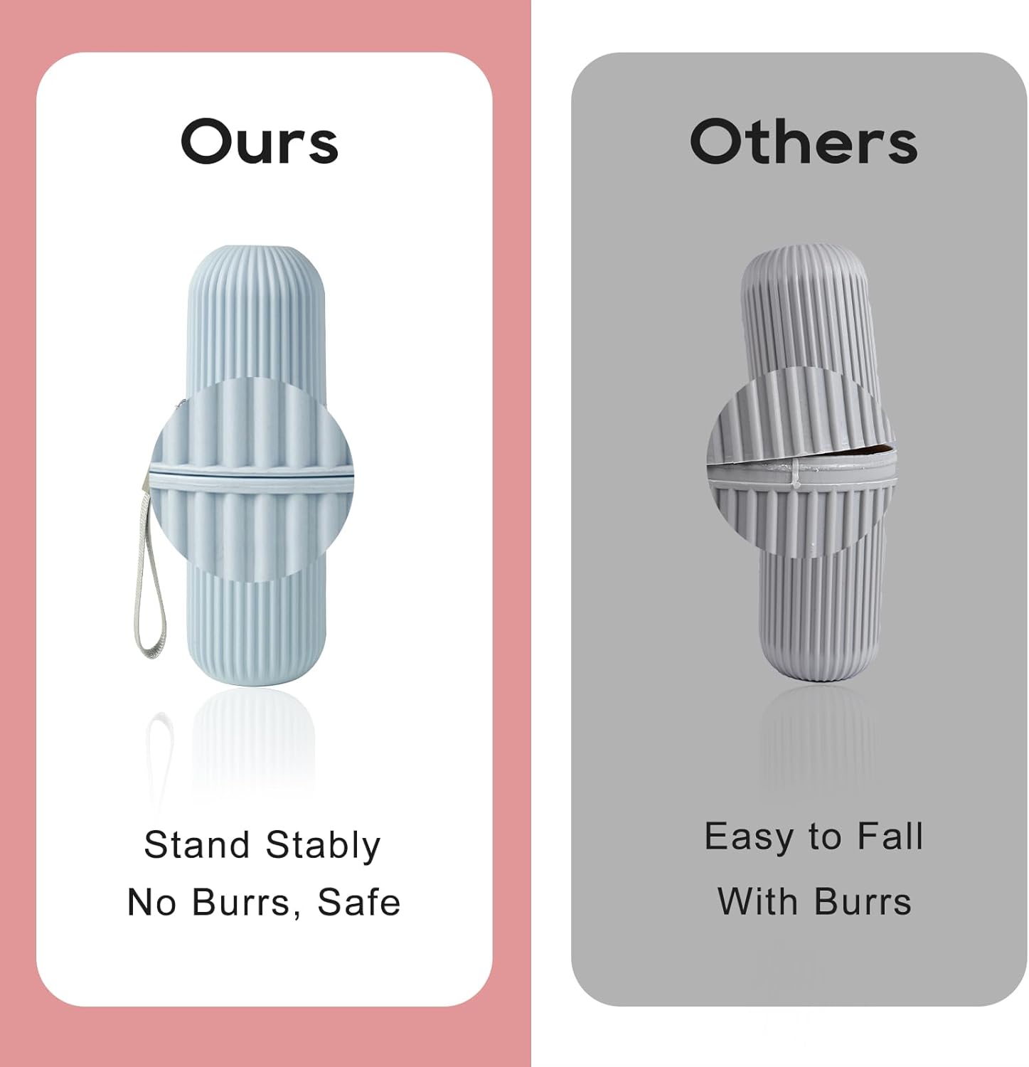 UCEC Toothbrush Travel Case, 8.2 Inch Longer Holder, Portable for Traveling Camping Business Trip School Bathroom, 2 Pack (Blue, Pink)