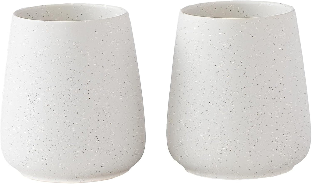 Speckled White Toothbrush Holder Set - 2Pcs Bathroom Ceramic Tooth Brushing Holders, Toothbrush Cup, Toothpaste Organizer for Countertop, Makeup Brush Holder, Pen Holder for Home Desktop Storage