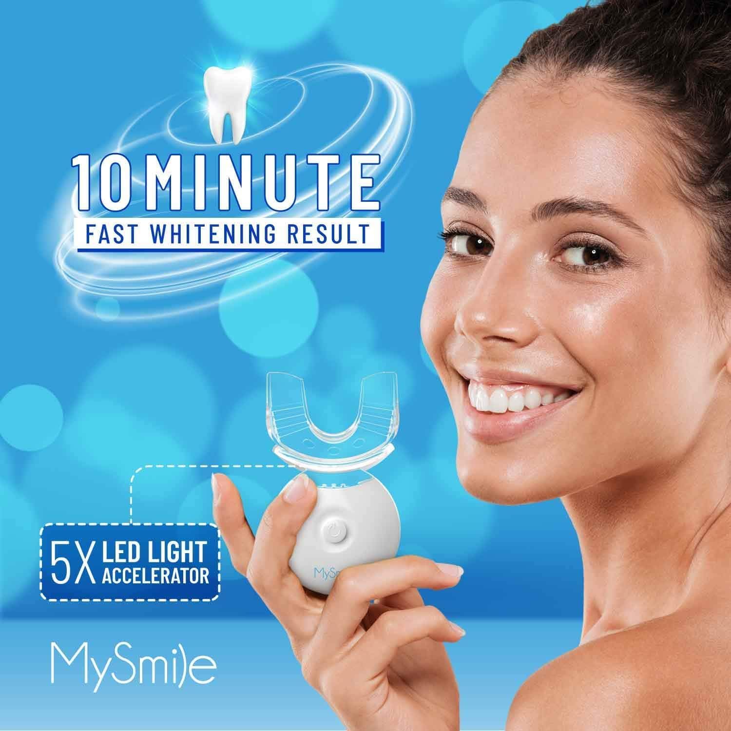 MySmile Teeth Whitening Kit with LED Light, 10 Min Fast Teeth Whitener with 3 x 35% Carbamide Peroxide Whitening Gel, Helps to Remove Stains from Coffee, Smoking, Wines, Soda, Food
