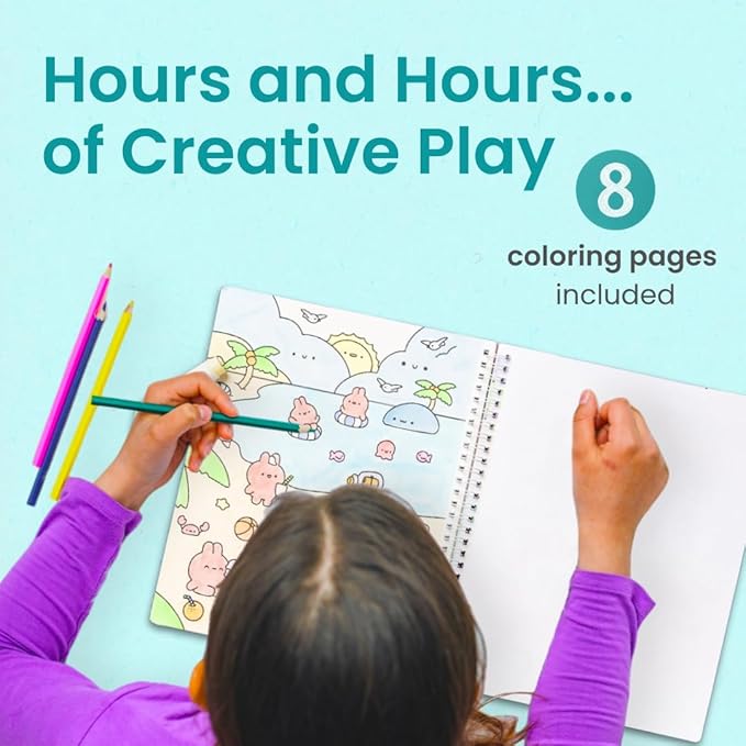 Cupkin Bunny Sticker Book Activity for Kids, Toddler Airplane Travel Essentials, 300+ Bunny Stickers for Kids + 8 Scenes and Coloring Book Pages, Stickers for Toddlers, Crafts Ages 2-8