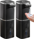 2 Pack Automatic Liquid Soap Dispenser, 12.8oz Rechargeable, Adjustable Liquid Levels, IPX5 Waterproof, Touchless & Wall/Tabletop Use for Kitchen Bathroom, Black