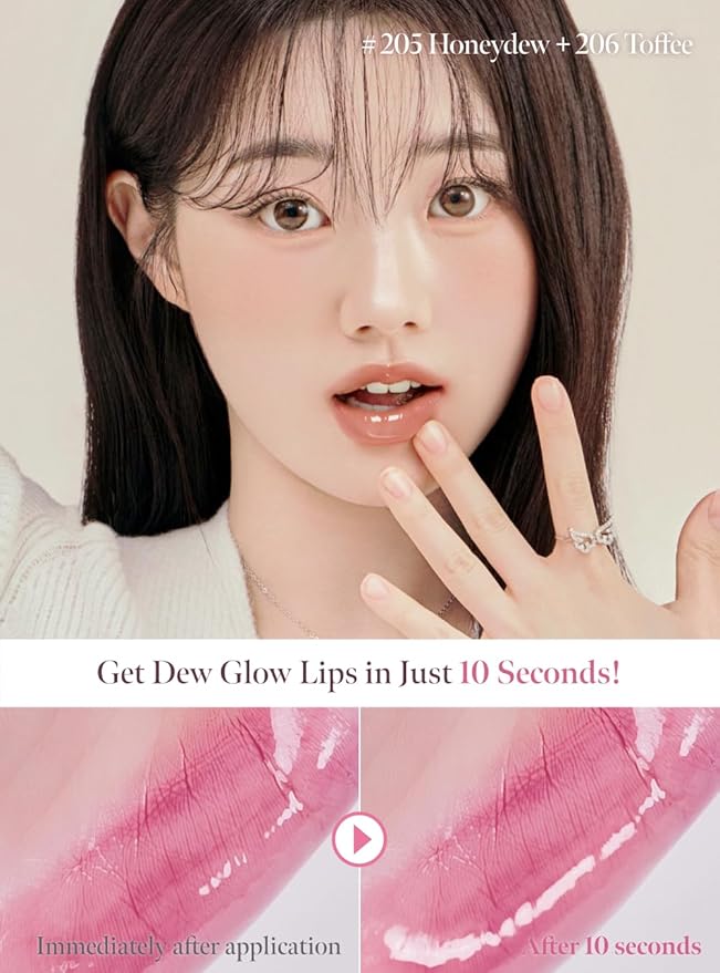 Dew Drop Tint #210 Abyss 4.5g, Glossy, Lightweight Lip Stain, Glass-Like, High Shine, Moisturizing Lip Oil, Long Lasting Color, Hydrating Gloss, Dewy Finish, Korean Beauty Makeup
