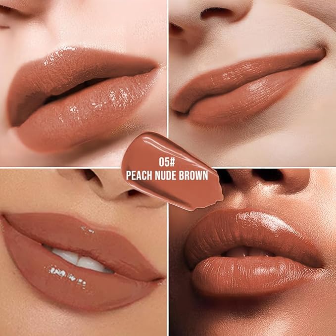 Nourishing High-Shine Lip Gloss,Hydrating & Moisturizing Lip Tint, Non-Sticky, Long-Lasting Glossy Lip Stain,Softens & Plumps Lips for Smooth,Gentle Formula for Dry Lips 05#Peach Nude Brown