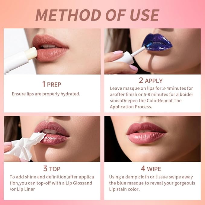 Lip Stain Peel Off – Wipe-Off Lip Stain Tattoo | Long Lasting Waterproof Lip Tint, High-Pigment Matte Lip Color, Smudge & Transfer Proof Lip Stains Masque, Kiss-Proof All-Day Lip Makeup 02#