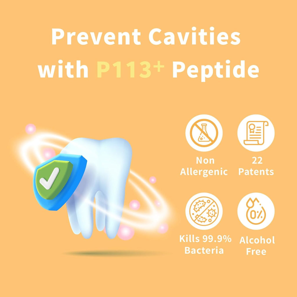 Mouth Spray for Kids, Toddler Toothpaste Helper, Fluoride Free Baby Toothpaste Cavity Protection, Oral Care with Natural P113+ Antibacterial Peptide - for Newborns to Age 12 (Citrus)