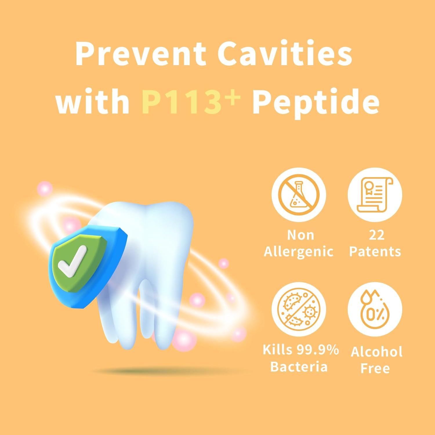 Mouth Spray for Kids, Toddler Toothpaste Helper, Fluoride Free Baby Toothpaste Cavity Protection, Oral Care with Natural P113+ Antibacterial Peptide - for Newborns to Age 12 (Citrus)