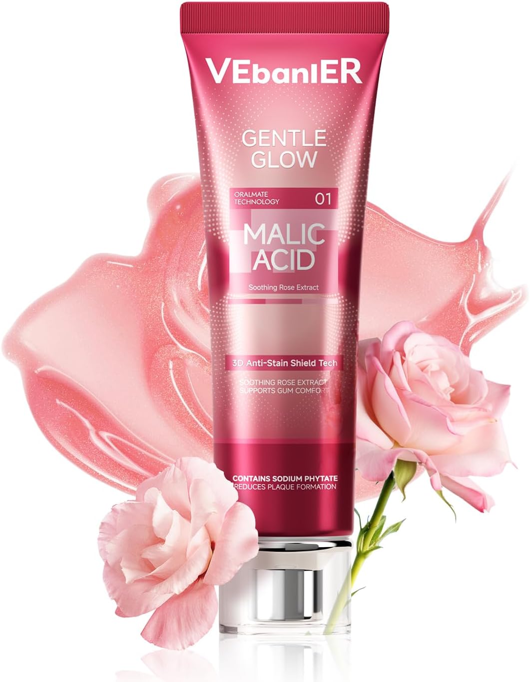 MALIC Acid Teeth Whitening Toothpaste,Natural Care Deep Stain Removal&Plaque,Fluoride Free,Non Toxic,for Adults, Kids and Sensitive Teeth，with Niacinamide，3.57oz.