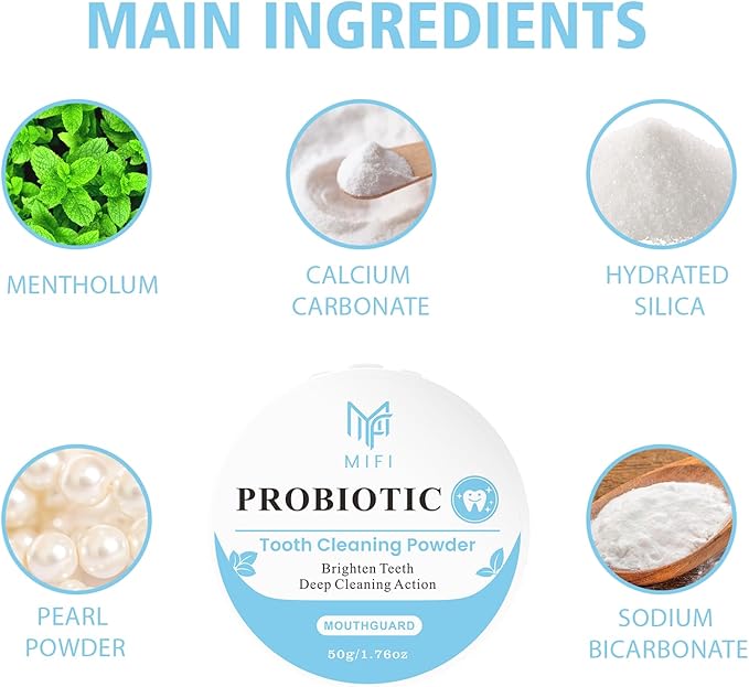 PEGO Adult Tooth Powder, Stain Remover for Teeth - Deep Cleaning Formula, Gentle & Non-Irritating, Effective Plaque Removal, Fresh Breath, Daily Oral Care for Adults (Probiotic)