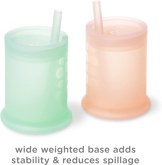Olababy Silicone Training Cup with Straw Lid | Babies Water Drinking Cup | 6+ Mo Infant To 12-18 Months Toddler | Sippy Cup For Kids & Smoothie Cup | Baby Led Weaning (Mint, 5 oz)