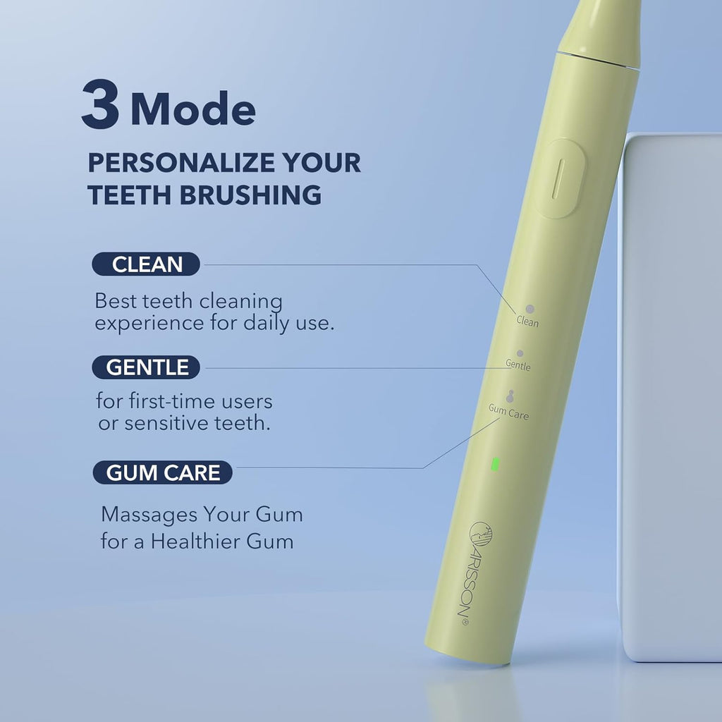 ARISSON Sonic Electric Toothbrush for Adults and Kids, 40,000 VPM Power Toothbrush, 1.5H Fast Charge Ultrasonic Electric Toothbrushes with 2 Minutes Smart Timer, 1.6 Oz Travel Toothbrush, Lime Green