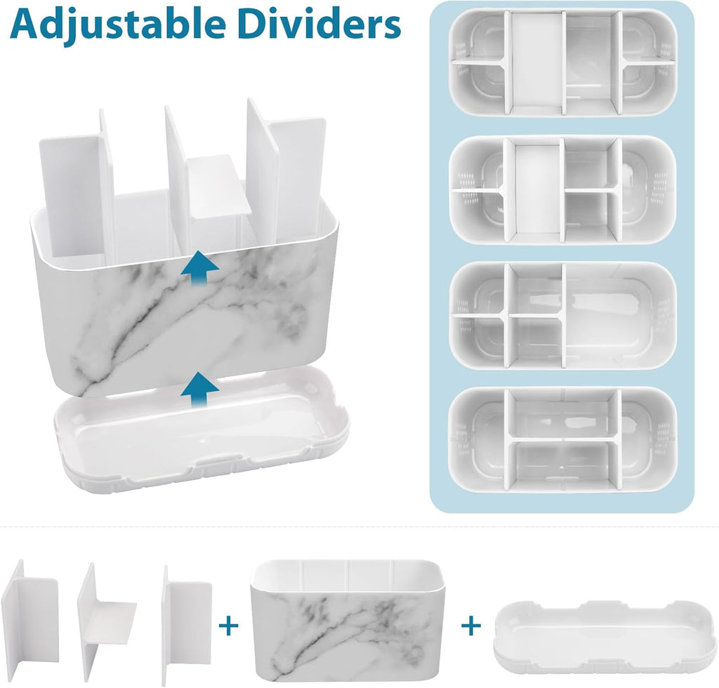 Boperzi Toothbrush Holders for Bathrooms Organizers and Storage, Large Tooth Brush Holders, Electric Toothbrush and Toothpaste Organizer Caddy with Drainage Holes for Kids Family RV Camper