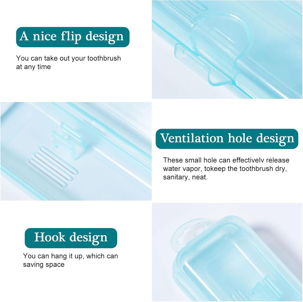 Toothbrush Case Holder 2 Pack, Clear Blue Toothbrush Travel Case Travel SizePlastic Toothbrush Holder Toothpaste Storage Container Portable for Traveling, 7.87 x 1.85 x 1.18”