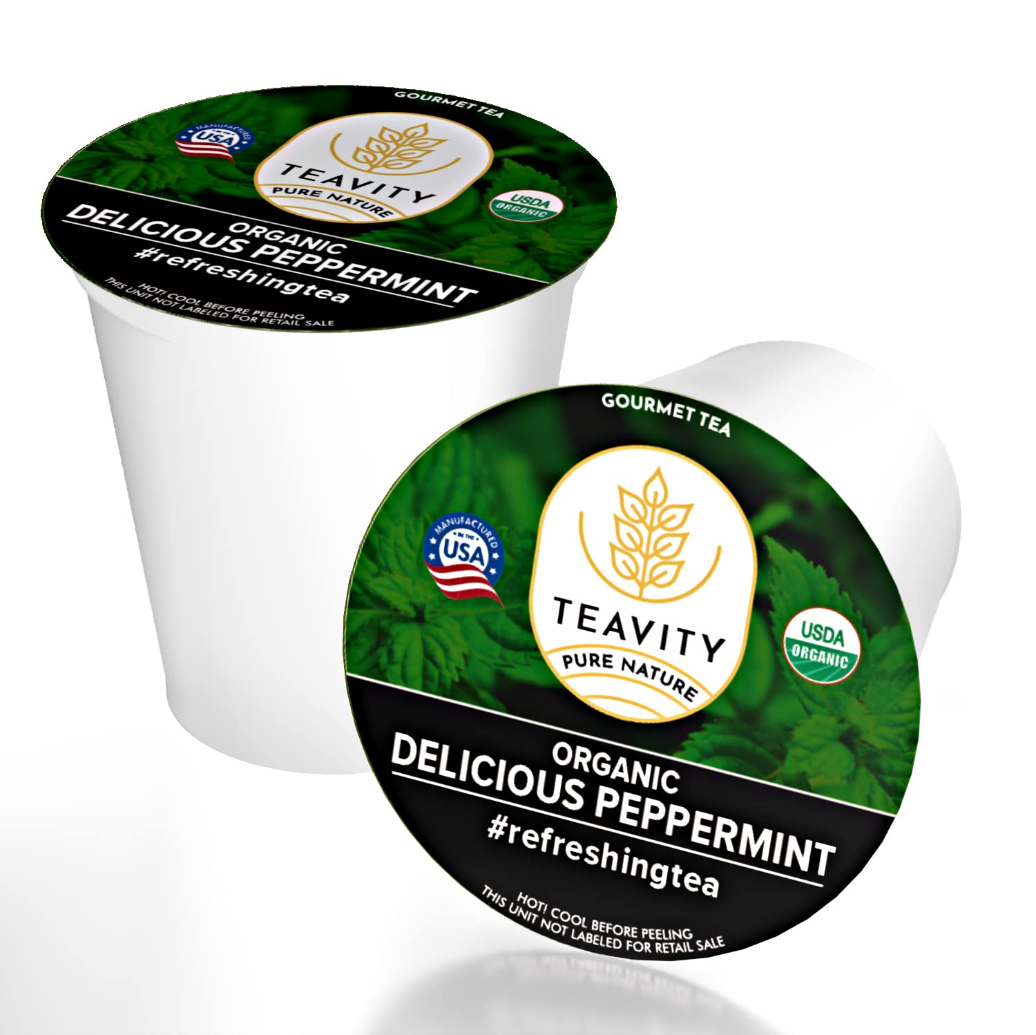 Organic Peppermint Tea Pods for Keurig - Decaf Tea - by Teavity (24 Tea Pods)