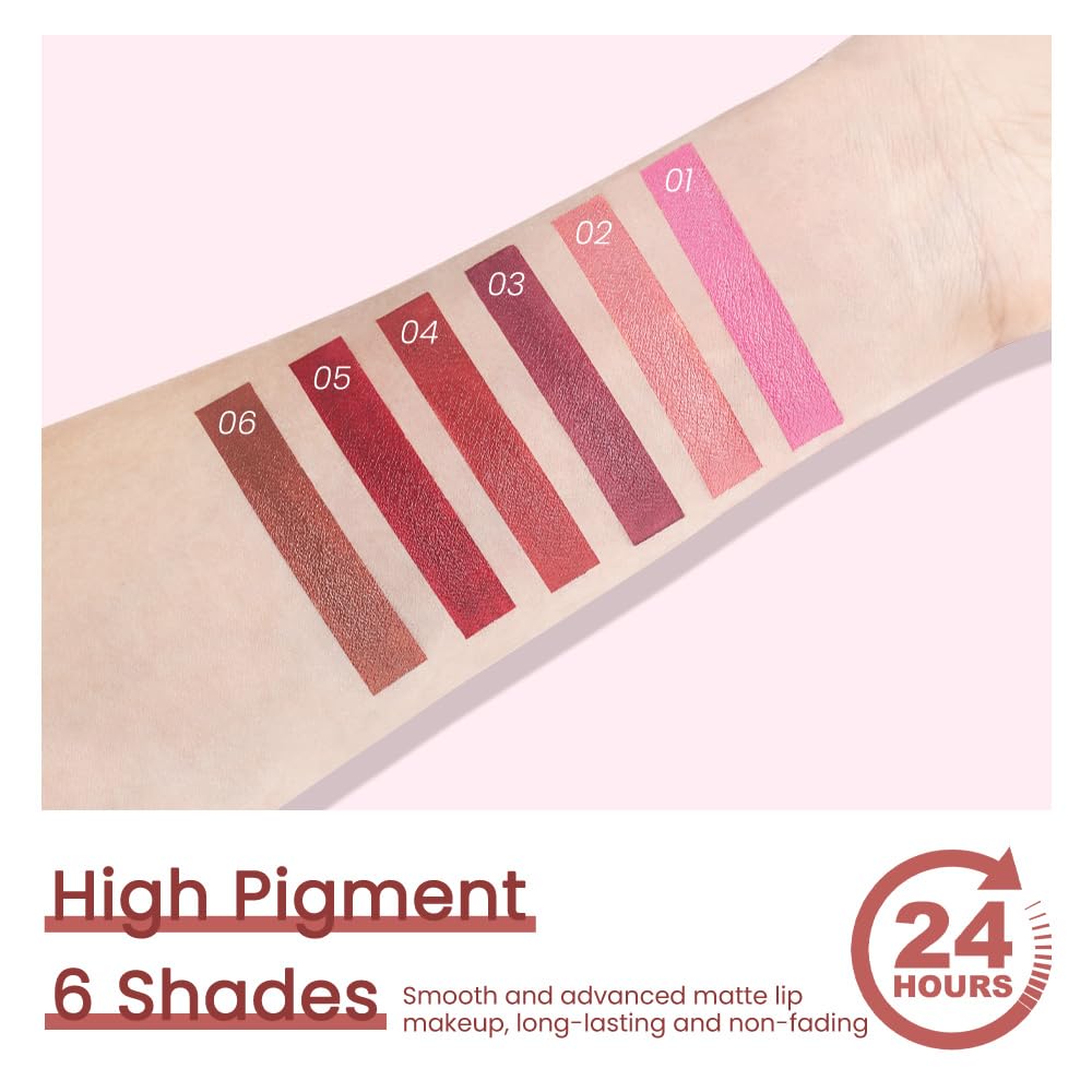 Rose Red Lip Stick,Matte Cream Lipstick Set for Women,Long Lasting Waterproof Smudge Proof Velvet lipsticks Crayon,Lip Makeup Kit Travel Size,Vegan & Cruelty-free (Pack of 1)