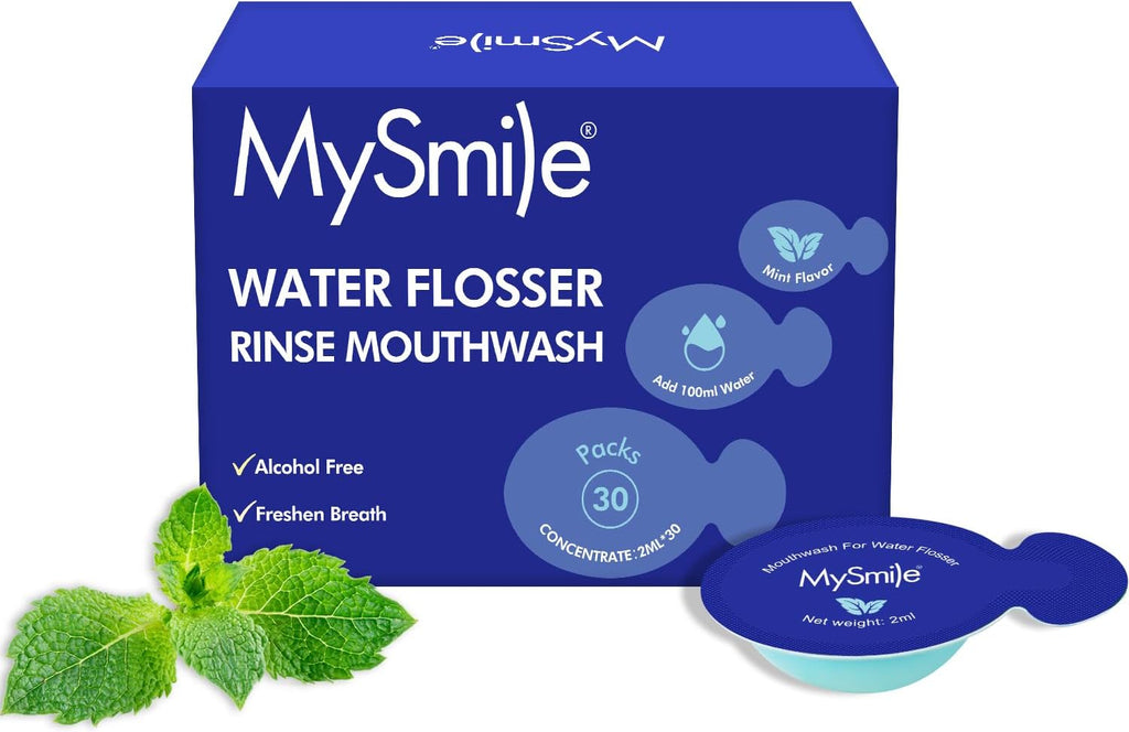 MySmile Water Flosser Mouthwash, Travel Size Concentrated Mouth Wash for Adults, 15x Concentrated Equals 200 FL oz, Alcohol Free for Bad Breath, Fresh Mint, (30 Uses, 0.06 fl oz)