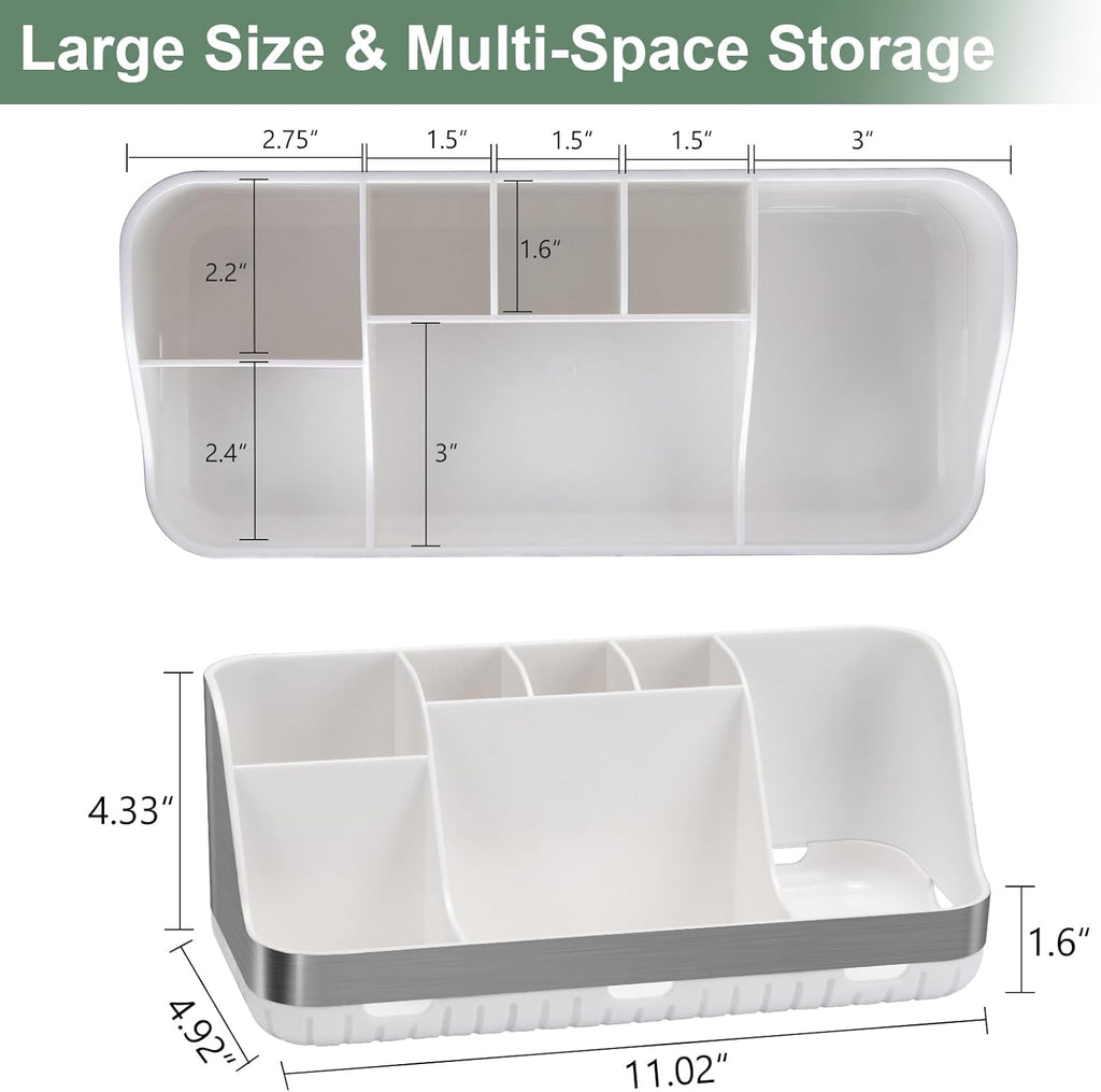 Toothbrush Holders for Bathrooms Countertop Organizer - Kids Electric Toothbrush and Toothpaste Holder Detachable 7 Slots Tooth Brush Organization Bathroom Accessories Storage Vanity, Silver