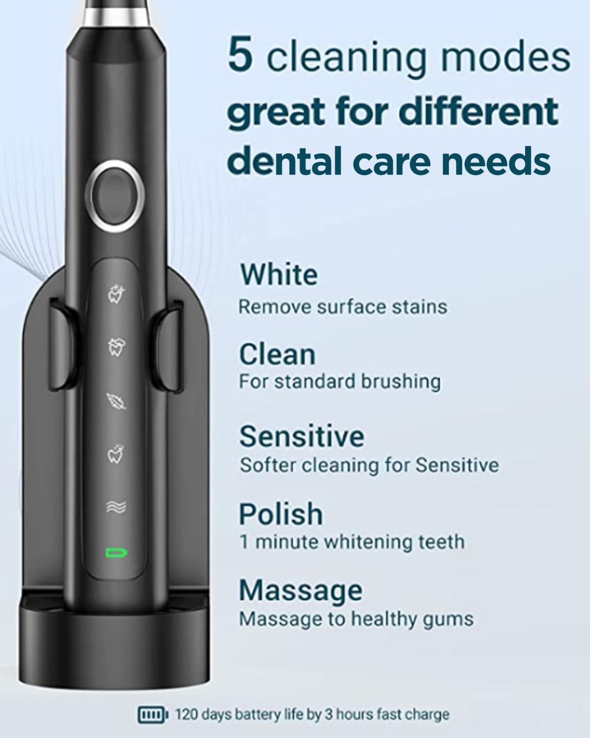 Rtauys 2 Pack Electric Toothbrush for Adults - 2 Rechargeable Electric Toothbrushes with 12 Brush Heads & 2 Travel Cases, Power Electric Toothbrush with Holder, 120 Days Battery Life - Black+White