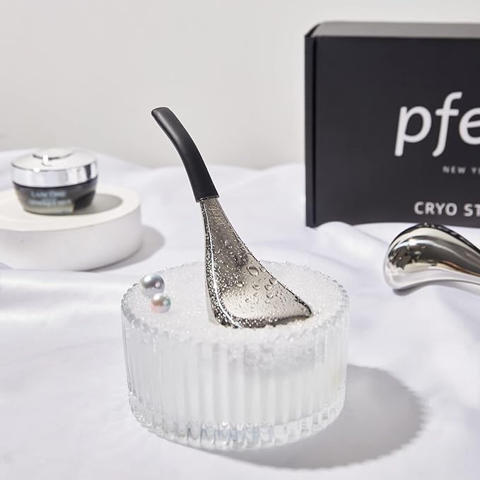 pfefe Ice Globes Facial Skin Care Tools for Women Face Eyes, Stainless Steel Face Beauty Cryo Sticks for Girls Ladies, Esthetician Supplies Cooling Spa Globes Cold Roller with Storage Case