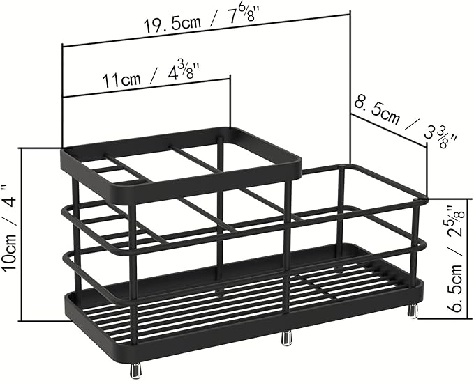 Toothbrush Holder for Bathroom, Stainless Steel Multi-Functional 6 Slots Toothbrush Razor Holder Bathroom Accessories Organizer, Black, L