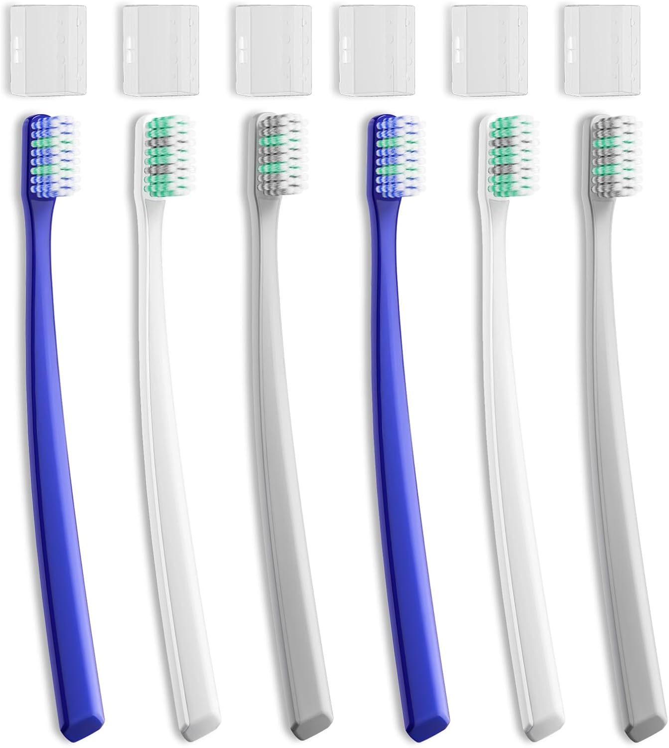 Soft MenToothbrushes with Dual Action Flossing Sprar Bristles Adult Manual Toothbrushes with Toothbrush Head Coves Helps in Teeth Whitening Remove Tea Coffee Stains (6 Count)