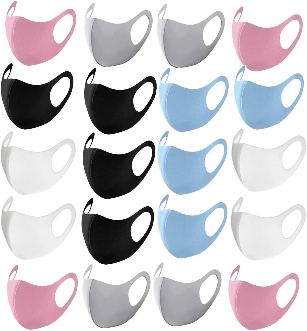 20PCS Light Weight Unisex Adult Fashion Face Covering, Reusable, Dust Proof, Washable, Cool Mixed Colors