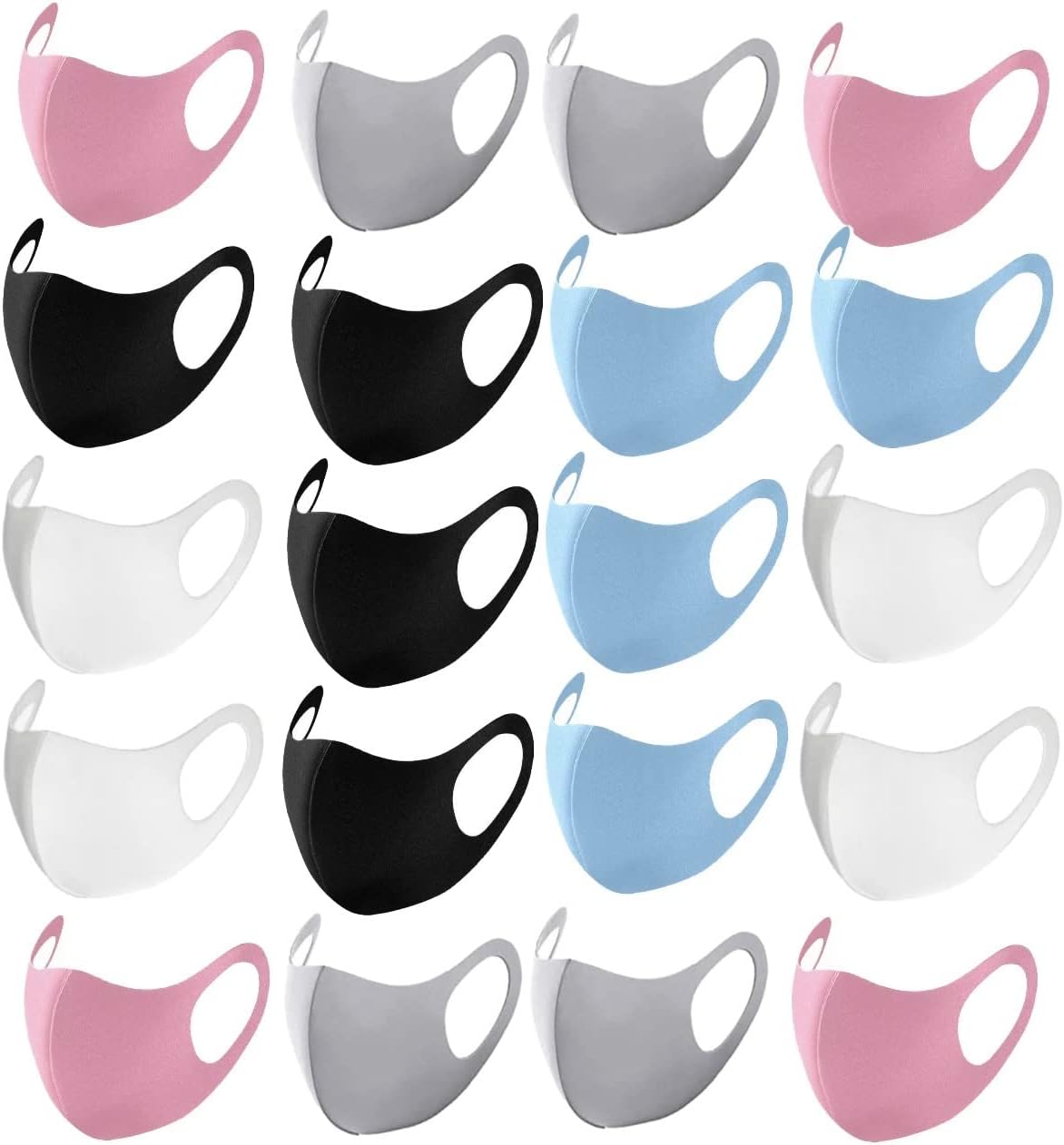 20PCS Light Weight Unisex Adult Fashion Face Covering, Reusable, Dust Proof, Washable, Cool Mixed Colors