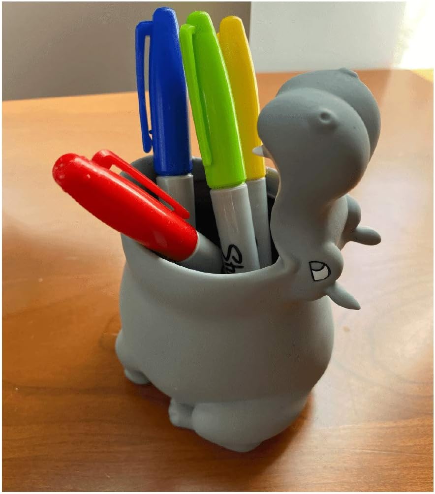 Lily’s Home-Kids Toothbrush Holder Toothbrush Organizer – Durable Silicone Animal Tooth Brush Holder – Easy to Clean Toothbrush and Toothpaste Holder – Baby Toothbrush Holders for Bathrooms-Hippo