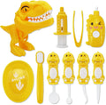 10PCS Plastic Dinosaur Simulation Dentist Play Set Animation Medical Kit Pretend Toy for Kids Hygienic Habbit Cultivation Role Play Game for Children 5 Models OPP Bag Packaging (Yellow)