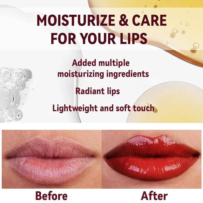 Red Honey Tinted Lip Stain Lip Balm Lip Gloss Lipstick, Sheer Hydrating Lip Stains Tint, Moisturizing Lip Color for All Skin Tones, Nourishing Lip Balm with a Hint of Natural Black Cherry