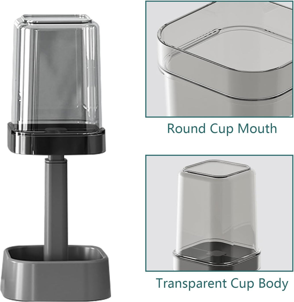 Toothbrush Holder with Cup/Cover, 3 Slots Toothpaste Holder Stand for Bathroom Countertop Plastic Storage Organizer for Toothbrushes, Electric Toothbrushes (Black)