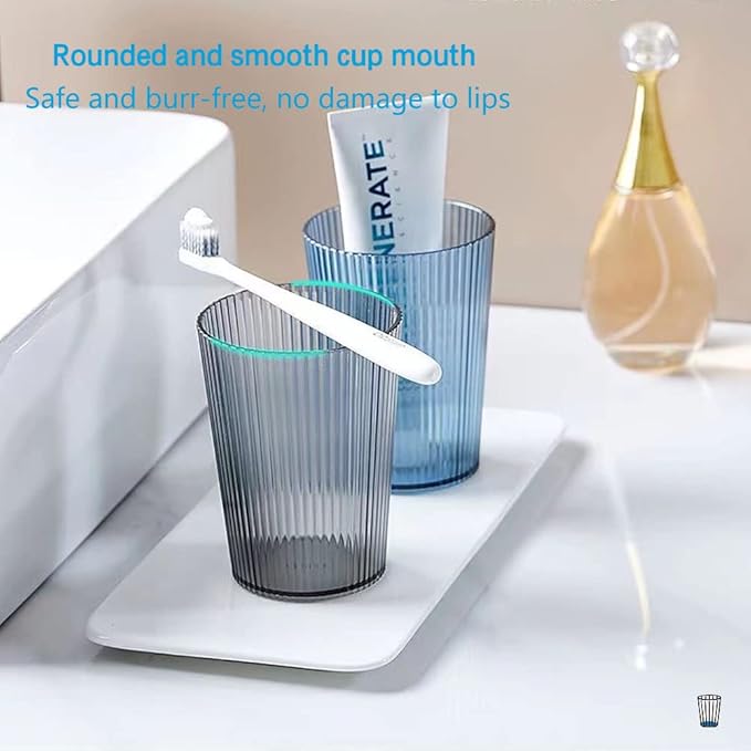 Toothbrush Cup Holder, Bathroom Tumbler, Unbreakable Cup, Reusable mouthwash Cup, mug3PCS (Blue&Clear&Grey)