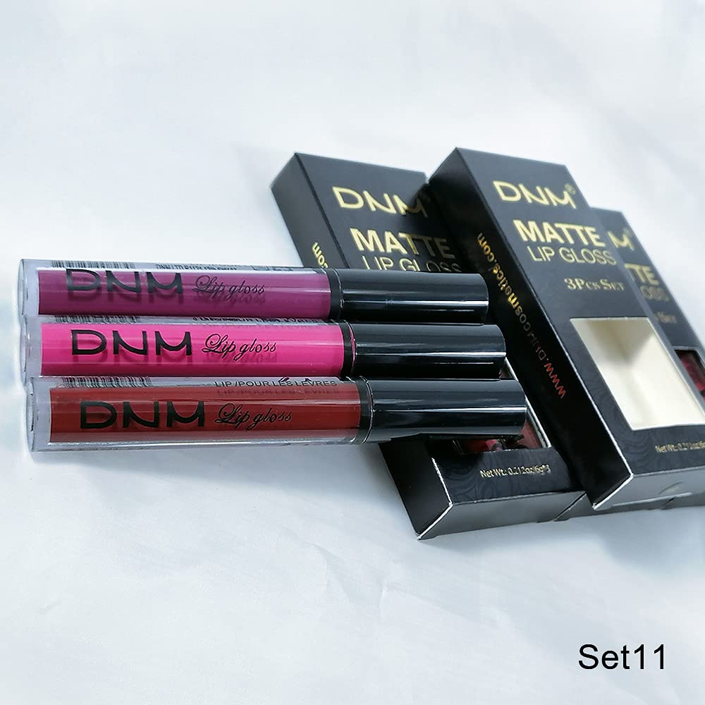 AMY'S DIARY 3Pcs Dark Red Purple Matte Liquid Lipstick Sets, Matte Lipstick Lip Stain Long Lasting 24 Waterproof Lip Gloss Gift Set Matt Lipsticks Set for Women Lippies (Set01)