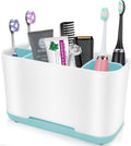 Toothbrush Holder with Anti-Slip,Plastic Detachable for Easy Cleaning Multi-Functional Storage,Large Electric Toothbrush and Toothpaste Organizer Caddy for Bathroom Vanity,Sink,Countertop (Blue)