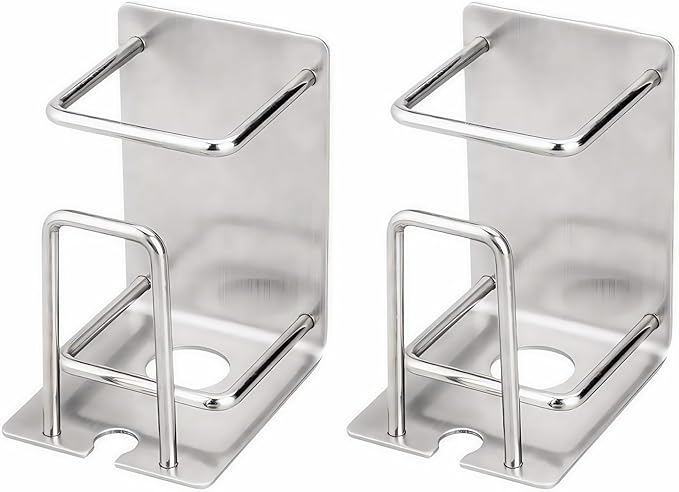 HANZE 2 Pack Toothbrush Holder 304 Stainless Steel Adhesive Wall Mounted 3 in 1 with Toothbrush Holder Toothpaste Holder and Cup Holder for Bathroom Shower
