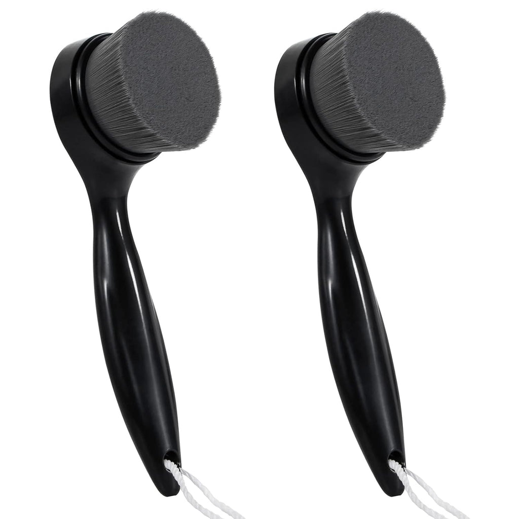 2 Pack Soft Bristle Facial Cleansing Brush for Deep Pore Cleaning, Face Exfoliating Scrub Brush for Face Cleansing Skincare Massaging (Black)