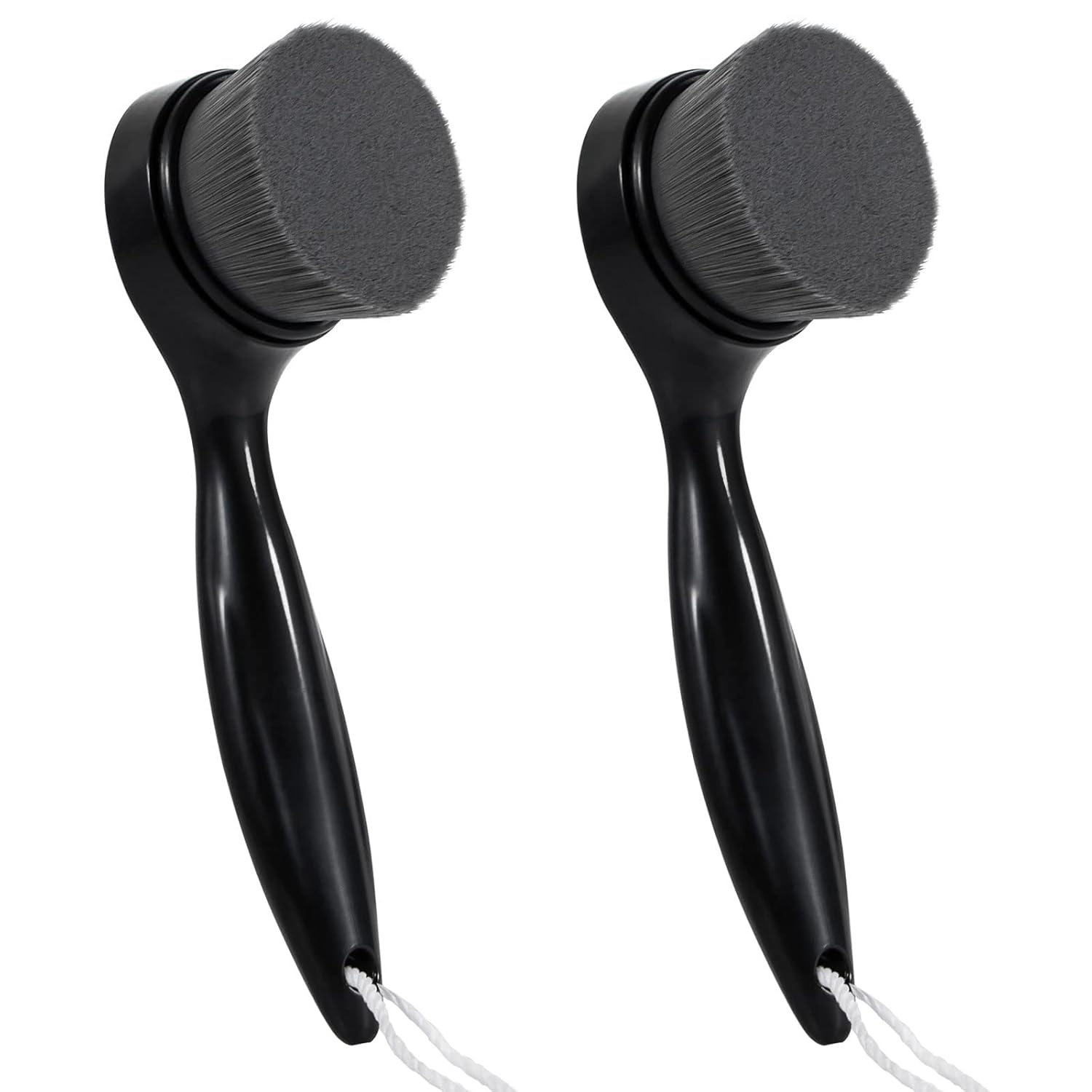 2 Pack Soft Bristle Facial Cleansing Brush for Deep Pore Cleaning, Face Exfoliating Scrub Brush for Face Cleansing Skincare Massaging (Black)