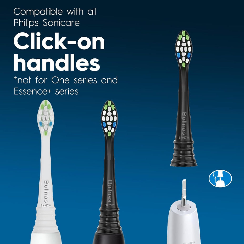 Replacement Toothbrush Heads Compatible with Philips Sonicare ProtectiveClean 4100 5100 5300 6100 Electric Toothbrushes, W Replacement Head for Sonicare, Black/White, 8 Count