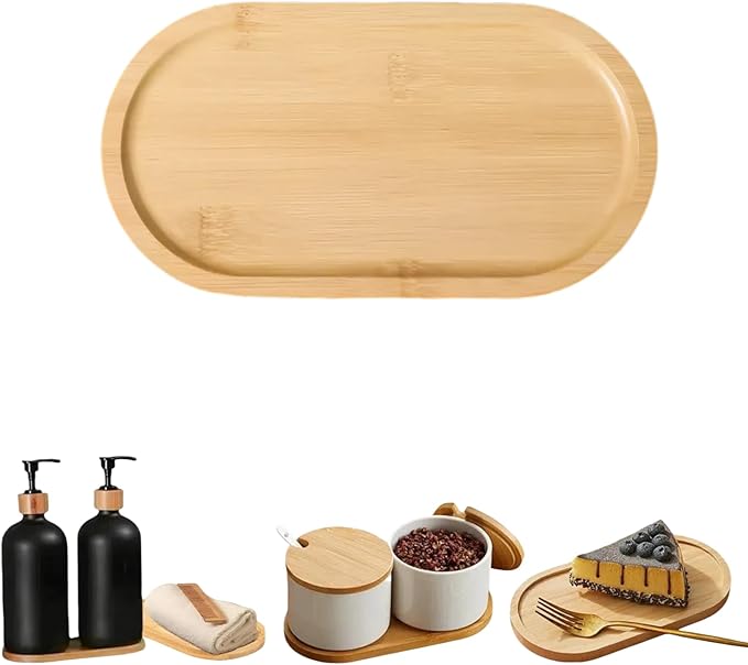 1PCS Bamboo Bathroom Trays - Suitable for The Bathroom,Kitchen,Breakfast Tray and Decorative Tray (8.46 in * 4.53 in)