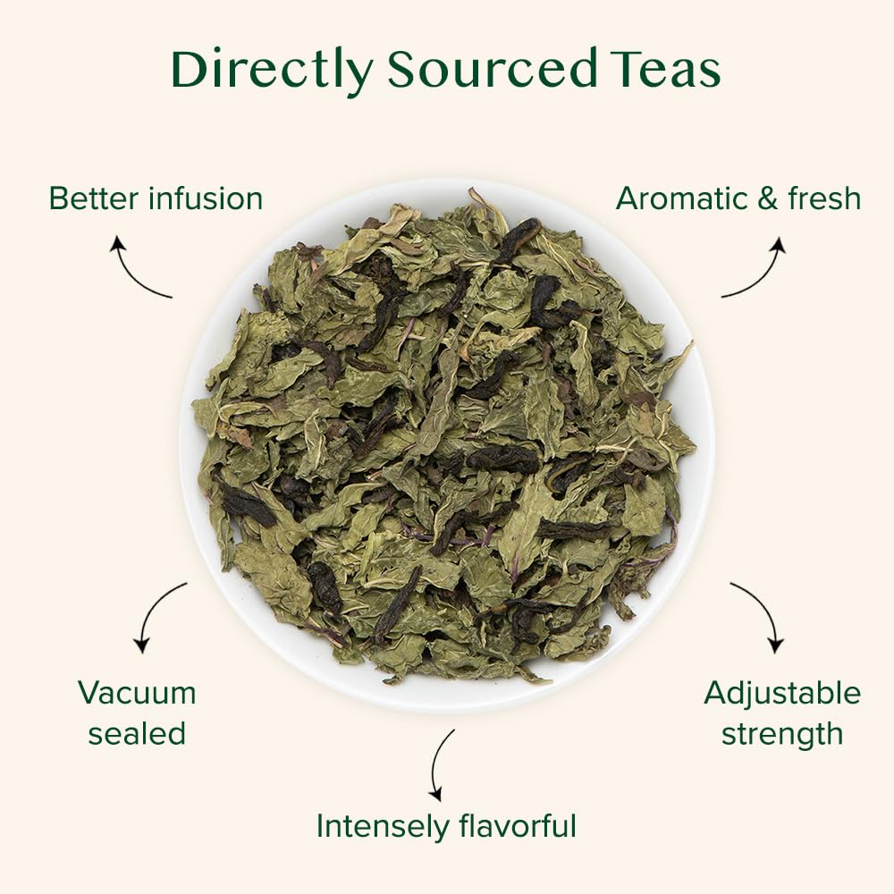 VAHDAM, Mint Green Tea Loose Leaf (50+ Cups, 3.5 oz) Cool Peppermint Tea With Himalayan Green Tea Leaves | Low Caffeine | High Elevation Grown | Vacuum Sealed for Freshness