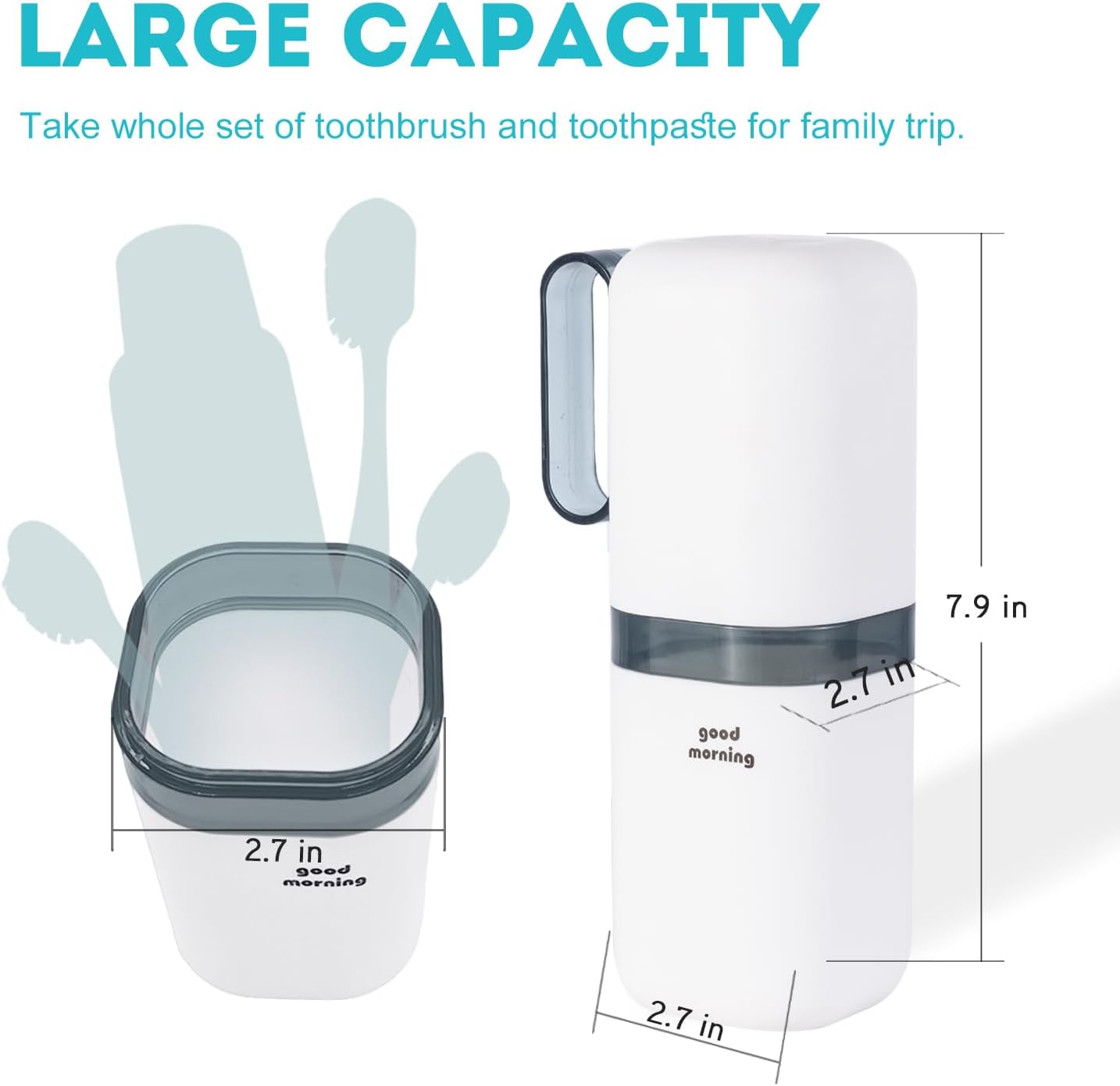 Toothbrush Travel Case,Toothbrush Holder and Rinse Cup with Handle Travel Toothbrush Cup,Multifunctional Toothbrush Covers,Large Capacit Travel Toothbrush Holder with Mouthwash Cup (Blue)