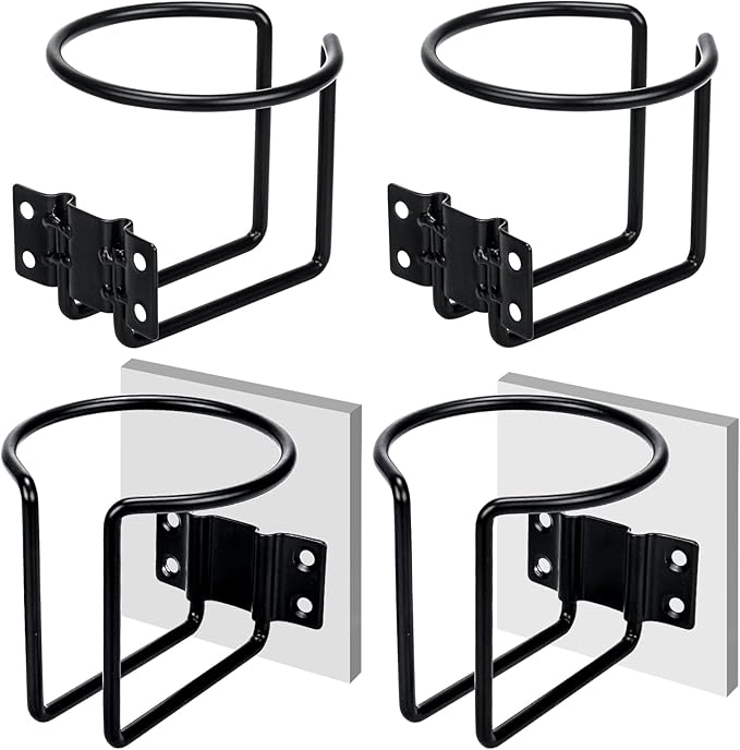 Marinebaby 4 pcs Boat Cup Holder,Stainless Steel Universal Drink Holders,Suitable for Boat,Truck,RV,Tractor,Outdoor Wooden Swing. (Black)