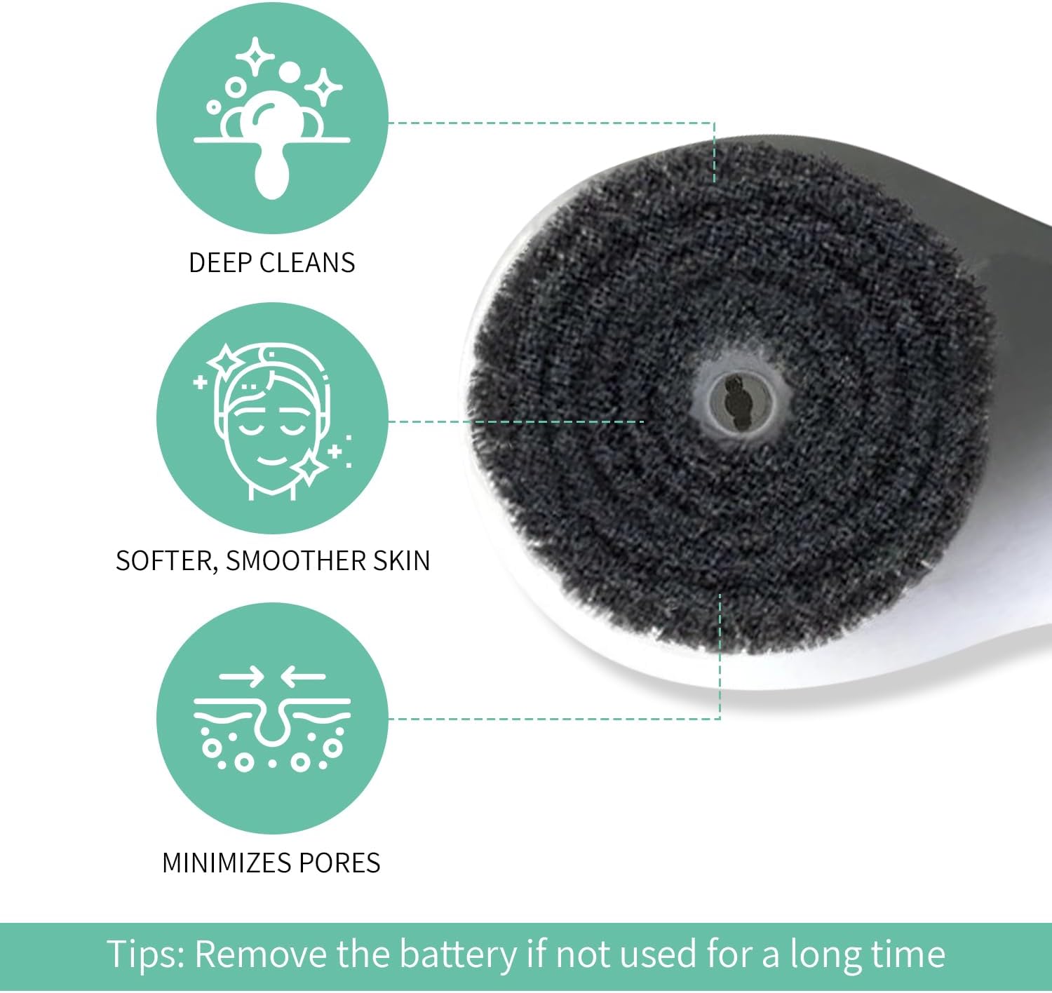 Activated Charcoal Facial Brush Head Replacement, Soft Spinning Bristles for Gentle Cleansing, Compatible with Most Facial Cleansing Devices, Smooth, Radiant Skin Care Accessory