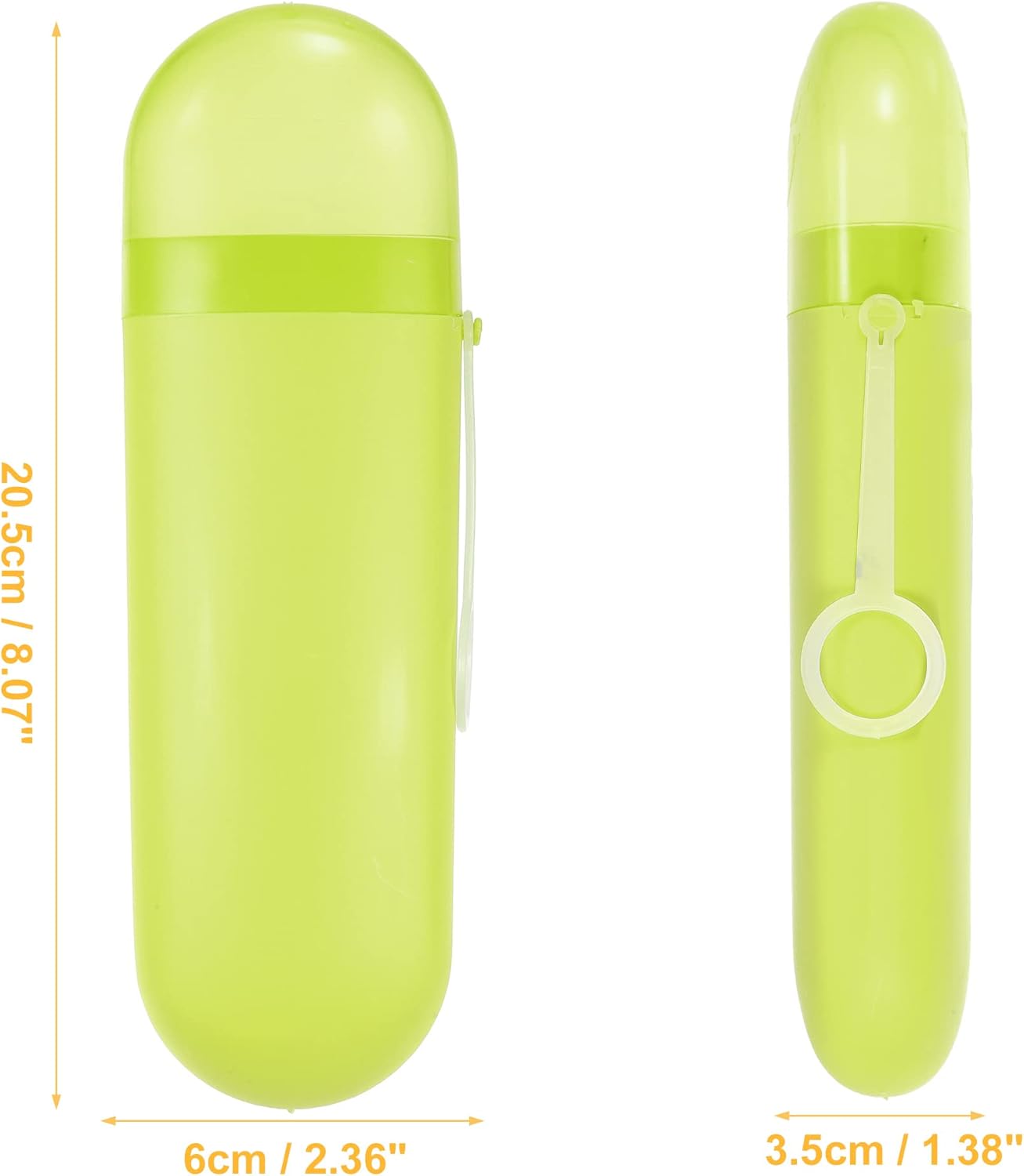 VOCOSTE 1 Pcs, Portable Toothbrush Case with Hook, Plastic, Traveling Toothbrush Holders Case, Travel Business, Yellow, 8.07"x2.36"x1.38"