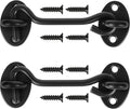4" Black Stainless Steel Gate Latch, Barn Door Lock with Screws, Privacy Hook for Inside Door, Fence, Window, 2 PCS