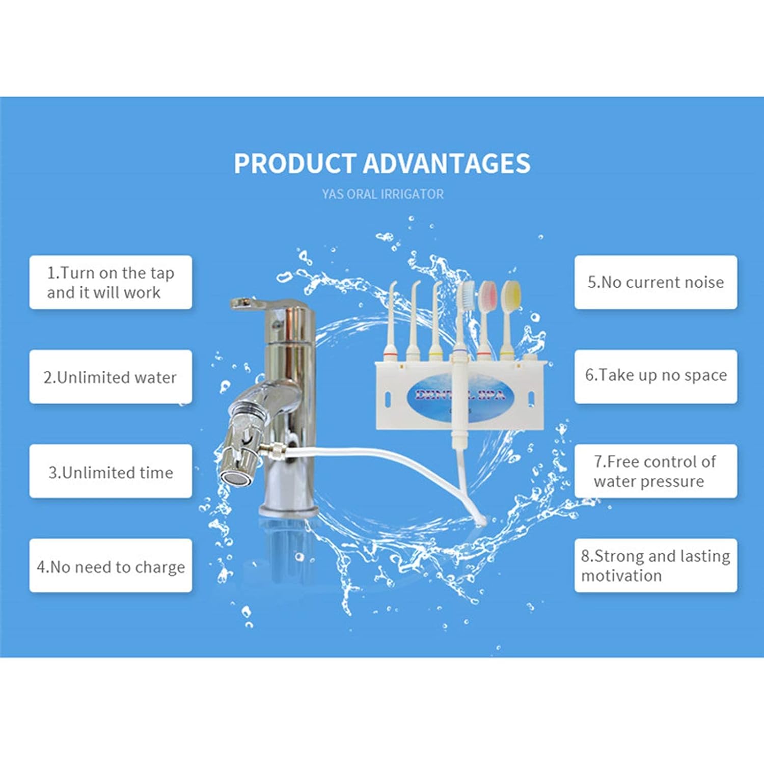 Water Flosser for Family Use 3 Jet Tips & 3 Toothbrush for Faucet & Shower, Oral Irrigator Non-Electric Safety , Dental Oral Care Tooth Cleaning