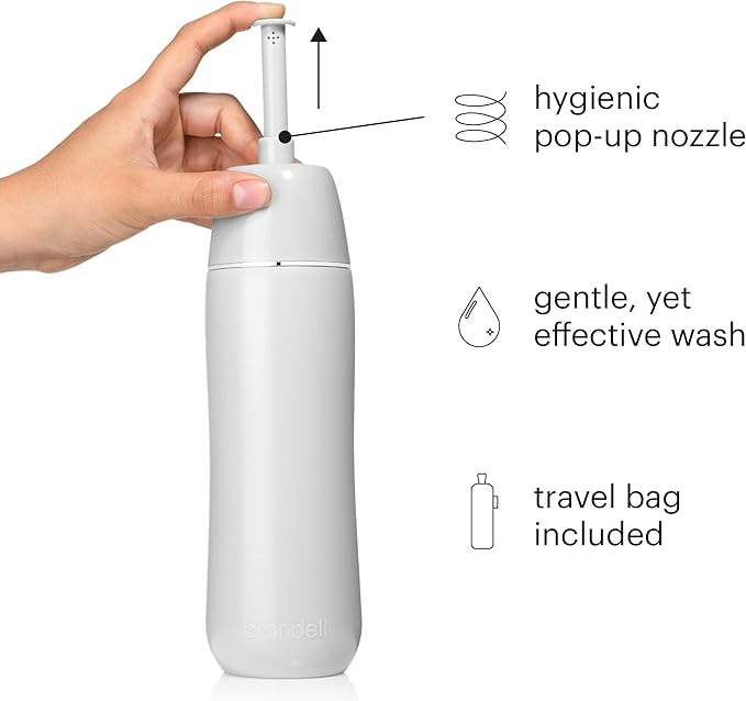Brondell GoSpa Advanced Portable Bidet for Travel–Pop-Up Nozzle System –High-QualityCompact Bidet with Discreet Travel Bag for Convenient Storage–500mL, Gray