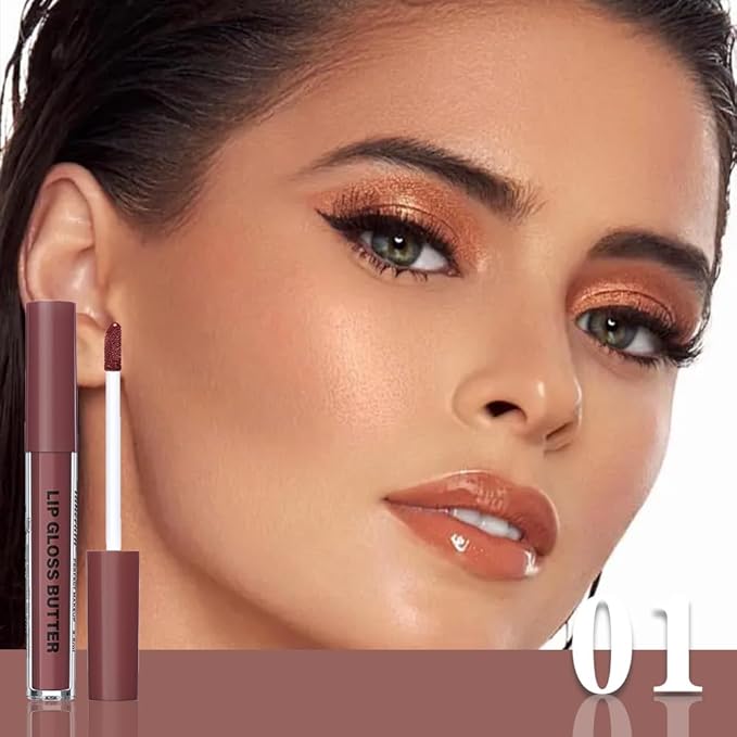 Browm Honey Butter Lip Stain Tinted Lip Gloss, Shine Moisturizing Plumper Liquid Lipstick for Women,Natural Nourishing Hydrating Lip Balm for Dry Lips,Lightweight Lip Liner Care Makeup,Vegan #1