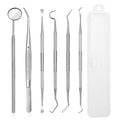6 Pcs Dental Tools Set, Stainless Steel Teeth Cleaning Tools with Case, Including Dental Mirror, Plaque Tartar Remover for Teeth, Tweezers, Probe, and Pick Scaler for Oral Care